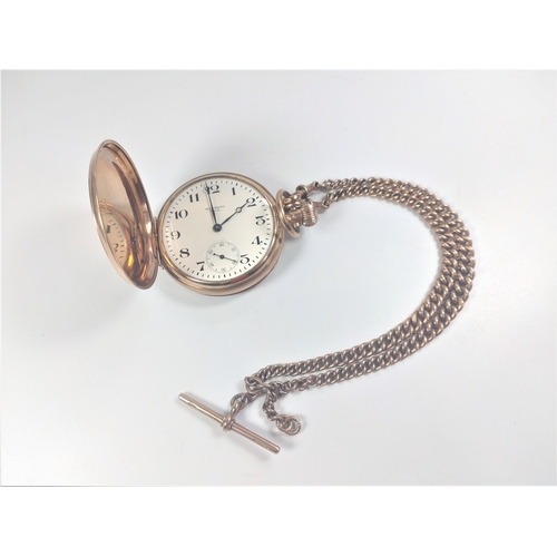 291 - A 9 carat Gold Hunting cased pocket Watch. Birmingham 1926. With chain. 94grams (all in)