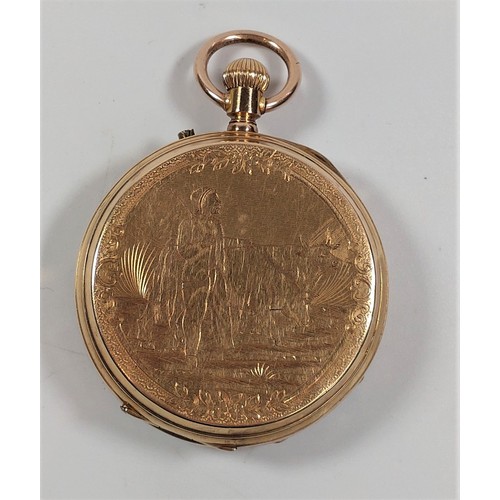 290 - A Fine 18 carat Gold swiss Open face Pocket watch.  The metal cuvette signed Berthoud Genève REMONTO... 