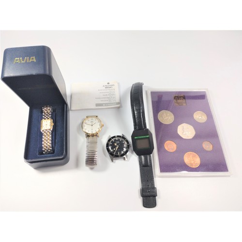 294 - A collection of watches including Rytima Drivers watch, Junghans Mega 1 Avia ladies dress watch, Tim... 