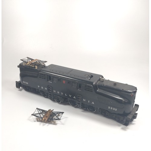 477 - Lionel O gauge post-war electric black Pennsylvania Electric Locomotive 2332, (new pantagraph detach... 