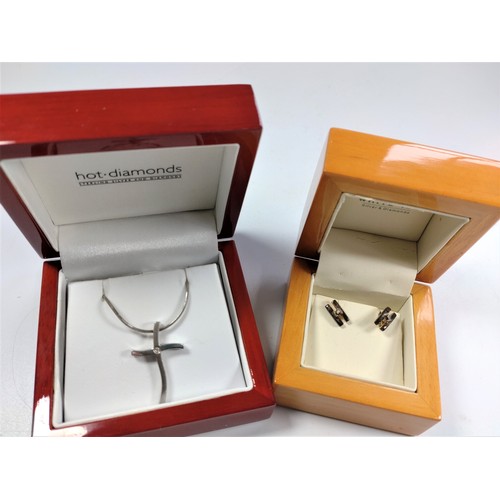 1047 - A Hot Diamond necklace and pendant in a box, together with a pair of white ice earrings.