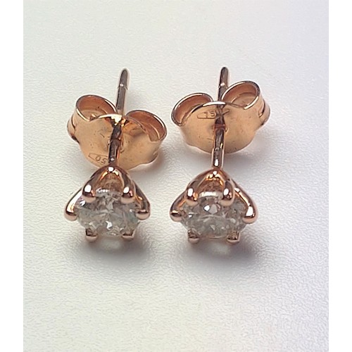 1075 - 18ct rose gold Round Brilliant Cut solitaire studs. Diamonds 0.80ct. Certificated. Cert no. WGI96241... 