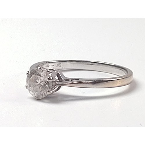 1057 - An 18ct white gold Round Brilliant Cut diamond solitaire ring. Diamond 0.50ct. Size M.