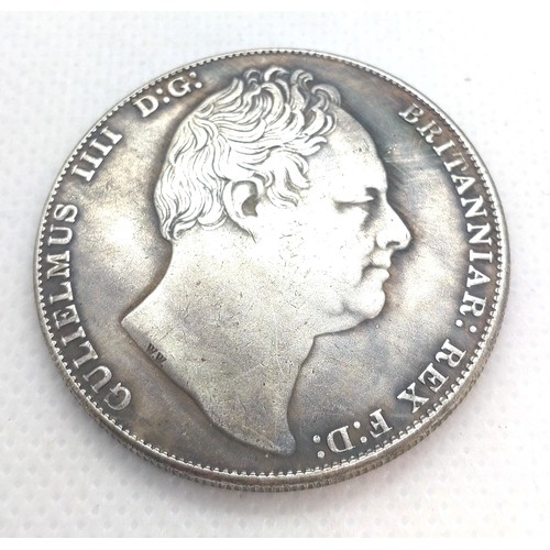 504 - A William IV Welsh silver crown. Dated 1830. Possibly a reproduction. 26.7gms.