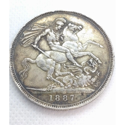 498 - A Queen Victoria silver crown,1887. 28.4gms.