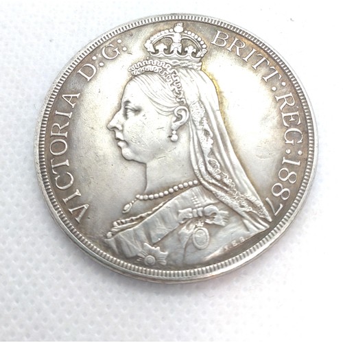 495 - A Queen Victoria Welsh silver crown, 1887. 23.4gms.