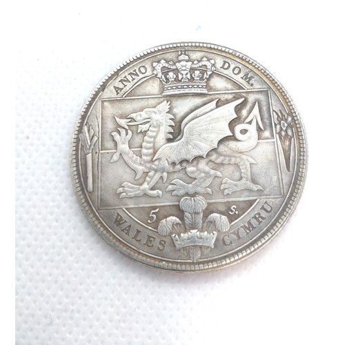 495 - A Queen Victoria Welsh silver crown, 1887. 23.4gms.