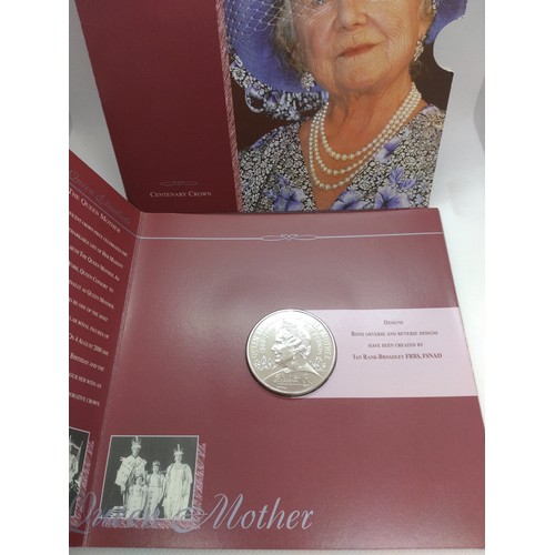 469 - A Queen Elizabeth the Queen Mother centenary nickel crown with packaging.