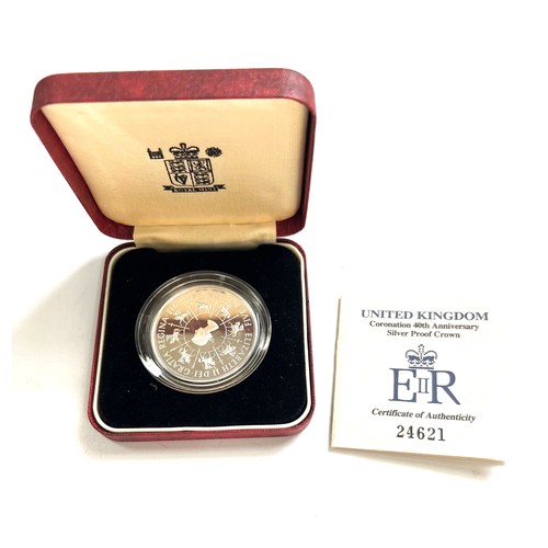 437 - 1993 silver proof coronation 40th anniversary £5