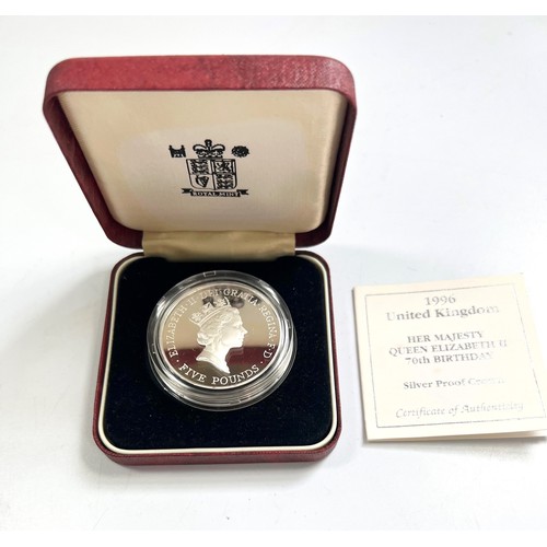 438 - 1996 silver proof Queen 70th birthday £5