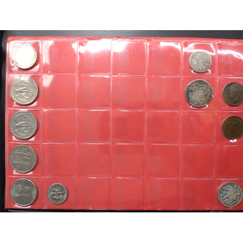 477 - An album containing silver, copper and bronze coins, various dates.