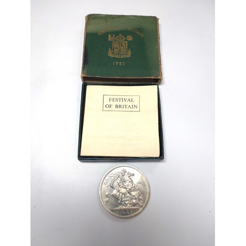 486 - A 1951 festival of Britain proof crown. Fitted case.