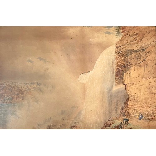 99 - J. Salter 1888, a watercolour. Mountain climbers by a waterfall. signed lower right. framed and glaz... 