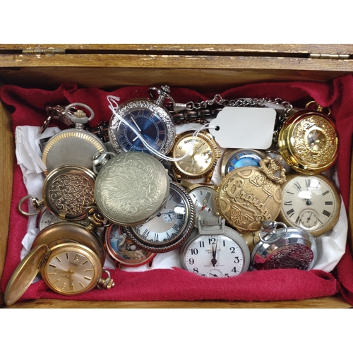 438 - A collection of nineteen miscellaneous watches in a wooden box.