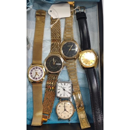 433 - A collection of six watches including a vintage Garrard, a vintage Trafalgar, A Sekonda and three vi... 