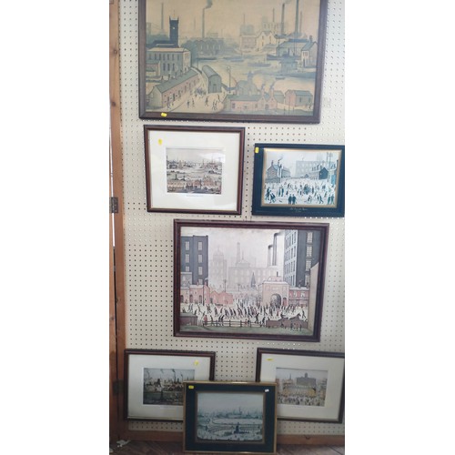 97 - Six Lowry prints framed and glazed