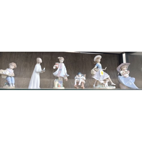 177 - Six Lladro figures of girls, 12cm to 26cm high. (6)