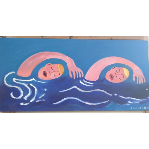 67 - The Swimming Race. 62cm x 130cm.