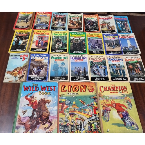 68 - Children's books including Champion Annual 1951, Lion Annual 1955, Wild West book 1953 and numbers 1... 