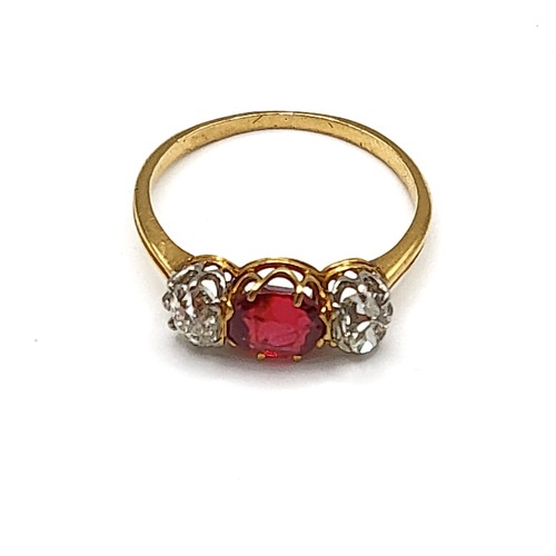 270 - A late 19th/ early 20th century French diamond and orange spinel ring, set with a mixed-cut spinel, ... 