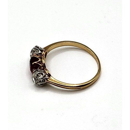 270 - A late 19th/ early 20th century French diamond and orange spinel ring, set with a mixed-cut spinel, ... 