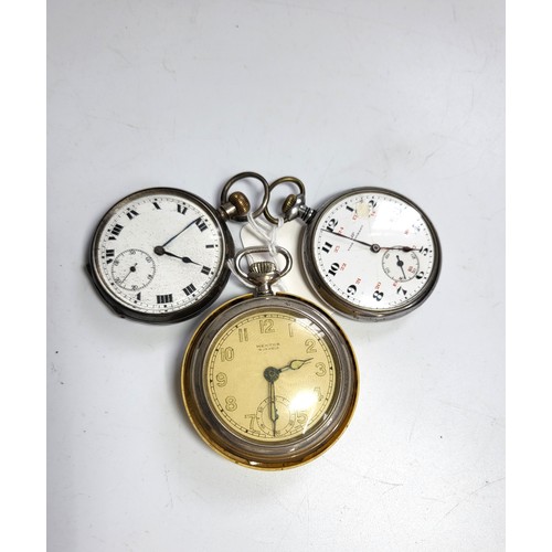 306 - A group of three various pocket watches, with metal cases.