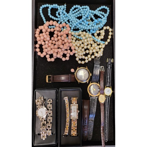 307 - A collection of six watches including a gentleman's vintage  Timex date just, water resistant dress ... 