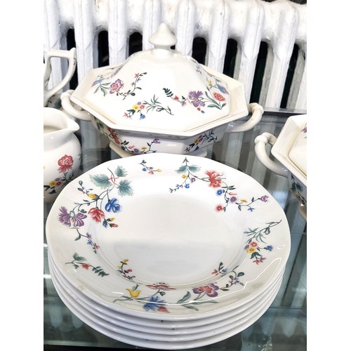 218 - Laura Ashley Chinese Silk part dinner set, 13 pieces to include two tureens, a gravy boat, milk jug,... 