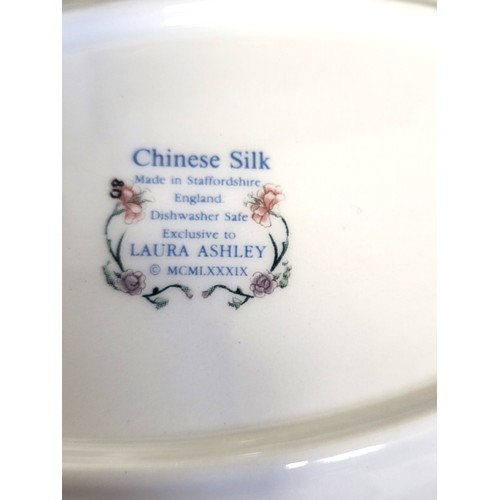 218 - Laura Ashley Chinese Silk part dinner set, 13 pieces to include two tureens, a gravy boat, milk jug,... 