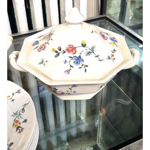 218 - Laura Ashley Chinese Silk part dinner set, 13 pieces to include two tureens, a gravy boat, milk jug,... 