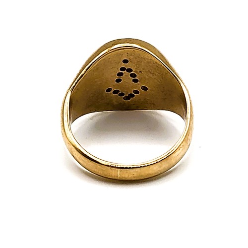 271 - A yellow metal and diamond masonic ring, the compass design inset with small old-cut diamonds, shank... 