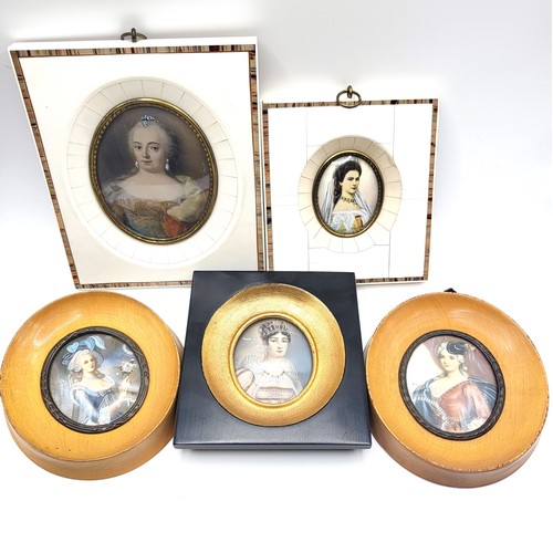 81 - A collection of five miniature portraits.