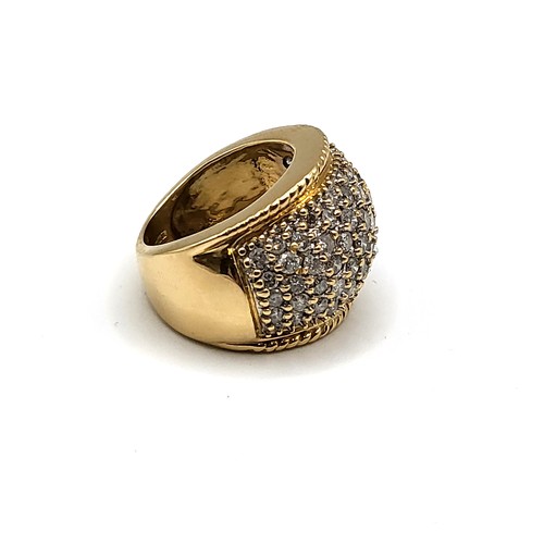 327 - An 18ct yellow gold and diamond bombe ring, the diamonds of approximately 2.0 carats combined, withi... 