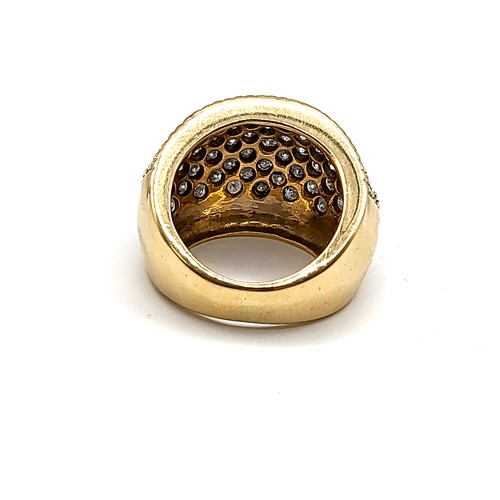 327 - An 18ct yellow gold and diamond bombe ring, the diamonds of approximately 2.0 carats combined, withi... 