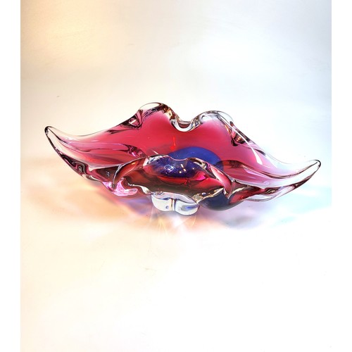 178 - Murano blue and cranberry glass bowl, 28cm and pale blue and amethyst bowl, 27cm. (2)