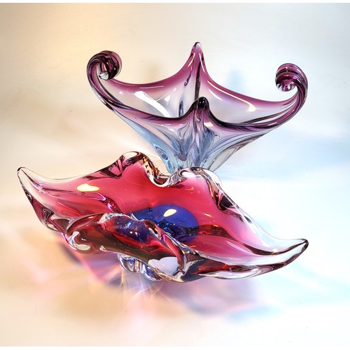 178 - Murano blue and cranberry glass bowl, 28cm and pale blue and amethyst bowl, 27cm. (2)