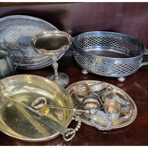 221 - Two Art Nouveau trays  and a collection of sundry silver plated items.