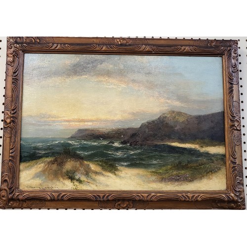 86 - Newlans school, seascape, framed. Signed William Langton. 52cm x 73cm.