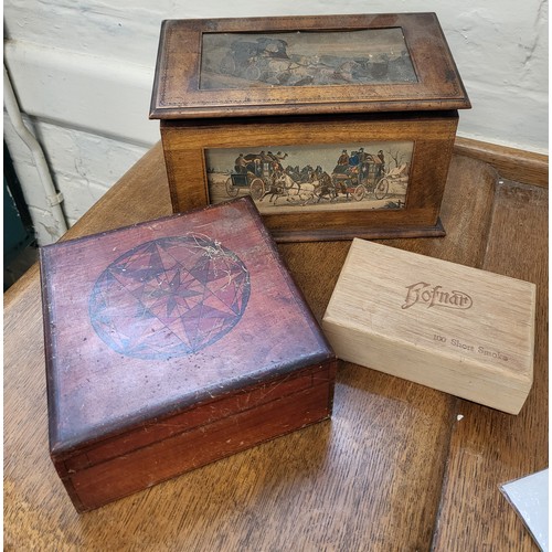 98 - A wooden letter case, together with two wooden boxes (3)