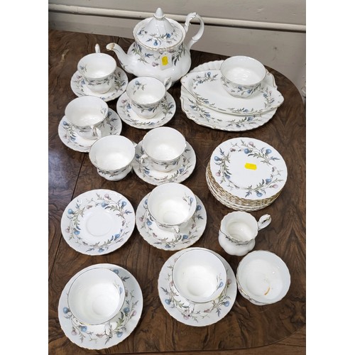 197 - A Royal Albert Brigadoon tea service (30 pieces) and Wedgwood Hathaway Rose tea service (22 pieces).... 