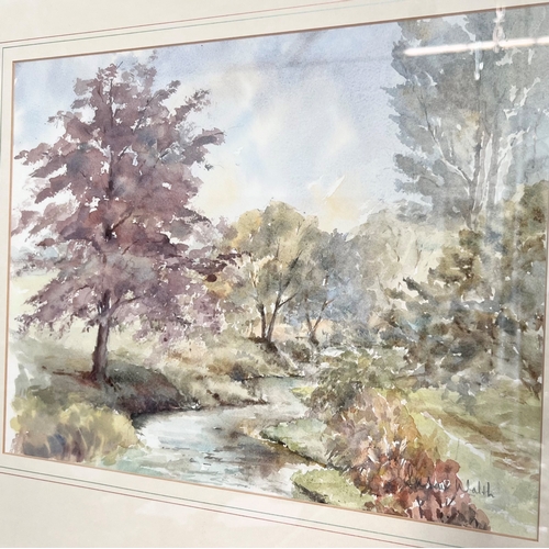 74 - Elizabeth Walsh (British), an autumnal woodland watercolour, framed. 30cm x 40cm.