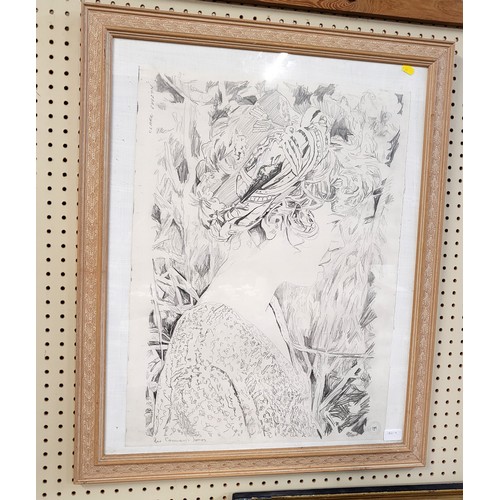 80 - 'Clare' a framed and glazed pencil drawing.  By Richard Conway-Jones. Drawing 70cm x 51cm, frame 82c... 