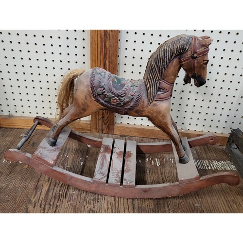 23 - Childs sledge (45cm x 81cm x 30cm), chair (49cm) and rocking horse (41cm x 60cm x 20cm)