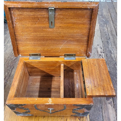 37 - Two wooden boxes. one with four drawers for reference cards.