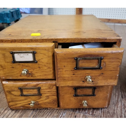 37 - Two wooden boxes. one with four drawers for reference cards.