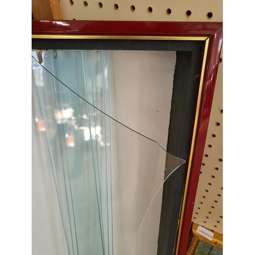 46 - Four wall-mounted display cabinets. 95cm x 64cm x 10cm, 84cm x 56cm x 9cm, 34cm x 69cm x 10cm, and 8... 