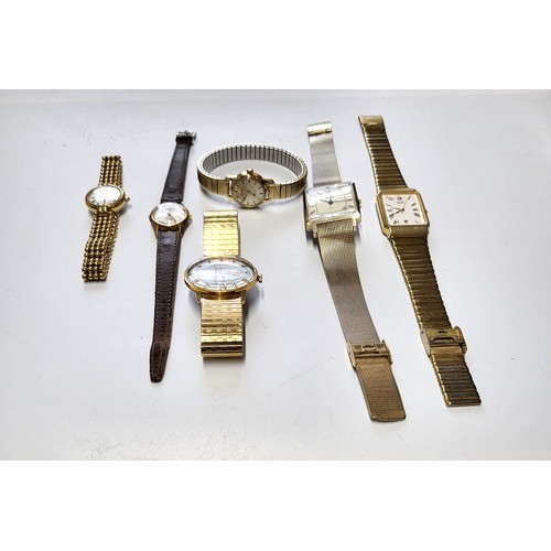 374 - A collection of six watches including a gents 1960's Accurist Shockmaster 17 jewels, gold-plated on ... 