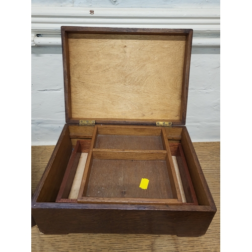 67 - A late 19th / early 20th century wooden jewellery box with marquetry inlay, together with another wo... 