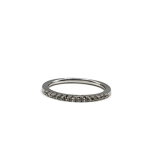 390 - An 18ct white gold and diamond band ring, inset with round brilliant-cut diamonds, size L 1/2.
(Matc... 