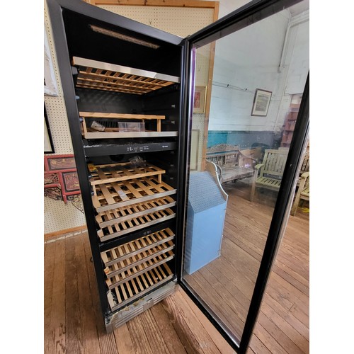 22 - A Caple wine cabinet, model WF1548. 176cm x 60cm x 68cm. In black and chrome.